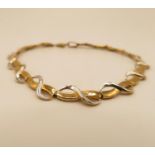 9ct white and yellow gold bracelet 5.5g