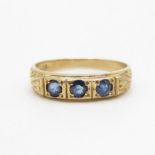 9ct gold gypsy set sapphire ring size O 2.6g