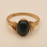 9ct gold ring bloodstone cabochon stone 2.1g size Q