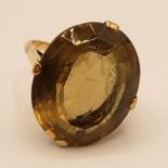 Large smoky quartz 9ct gold ring 9.5g size S