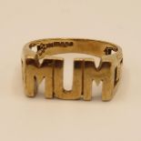 9ct gold MUM ring 3.6g size M