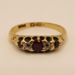 Antique diamond and ruby 18ct gold ring size L 2.3g