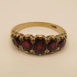 9ct and garnet gypsy style ring 2.9g size O