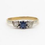 9ct gold sapphire and diamond ring size O 2g