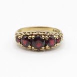 9ct gold antique gypsy set garnet ring size R 3.5g