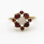 9ct gold garnet and opal ring size L 2.2g