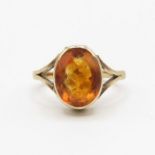 9ct gold with orange stone ring size G 2g