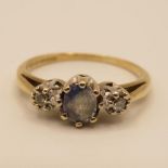 9ct gold diamond and sapphire ring size J 1.5g