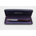 Vintage SHEAFFER Imperial Burgundy FOUNTAIN PEN w/ 14ct Gold Nib WRITING Boxed