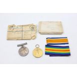 WW1 Boxed Medal Pair w/ Box of Issue, Postal Packet, Original Ribbons