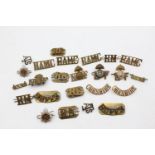 24 x Vintage MILITARY Shoulder Titles / Collar Badges Inc Royal Marines Etc