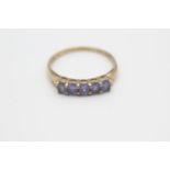 9ct gold five stone tanzanite fronted ring (1.8g) Size P