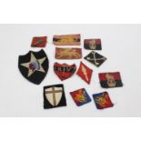 12 x Assorted Vintage MILITARY Cloth Badges Inc WW2 Era, 8th Army, 2nd Division