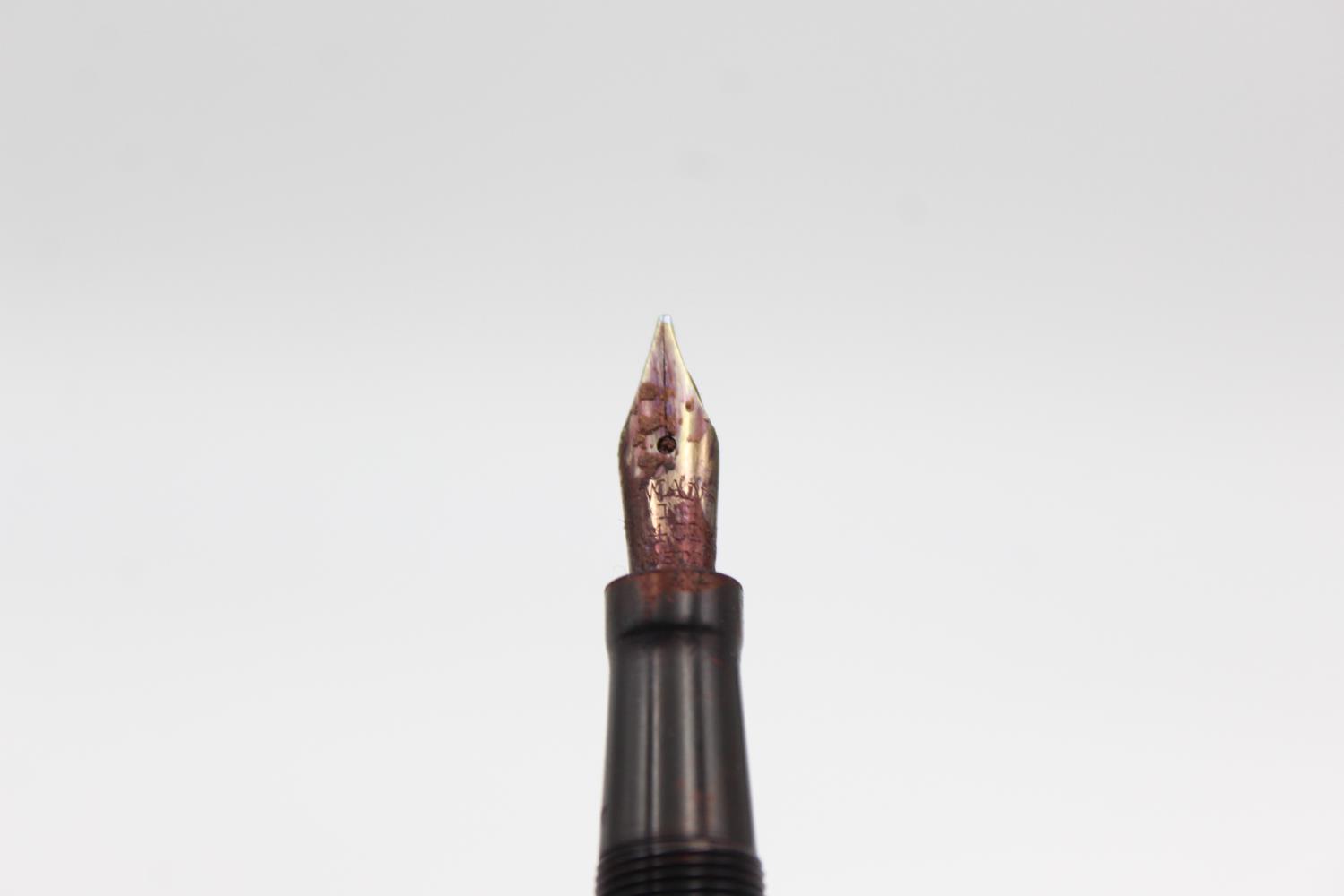 Vintage MABIE TODD Swan Self Filler Black FOUNTAIN PEN w/ 14ct Gold Nib WRITING - Image 2 of 5