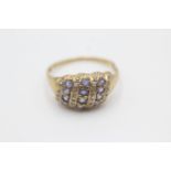 9ct gold diamond & tanzanite banded front ring (3.1g) Size T