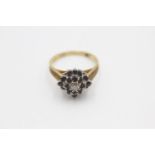 18ct gold diamond & sapphire starburst cluster ring (4.4g) size O