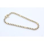 14ct gold vintage saphire & diamond stylised tennis bracelet (7.3g)