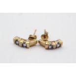 9ct gold sapphire & diamond stud earrings (2.8g)