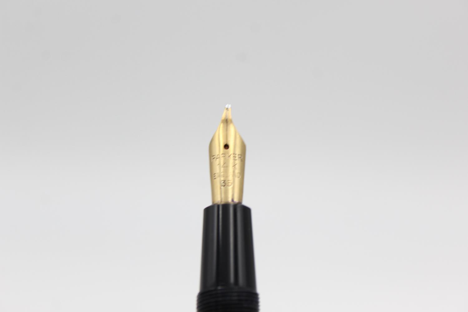 Vintage PARKER Duofold Black FOUNTAIN PEN w/ 14ct Gold Nib WRITING - Image 2 of 4