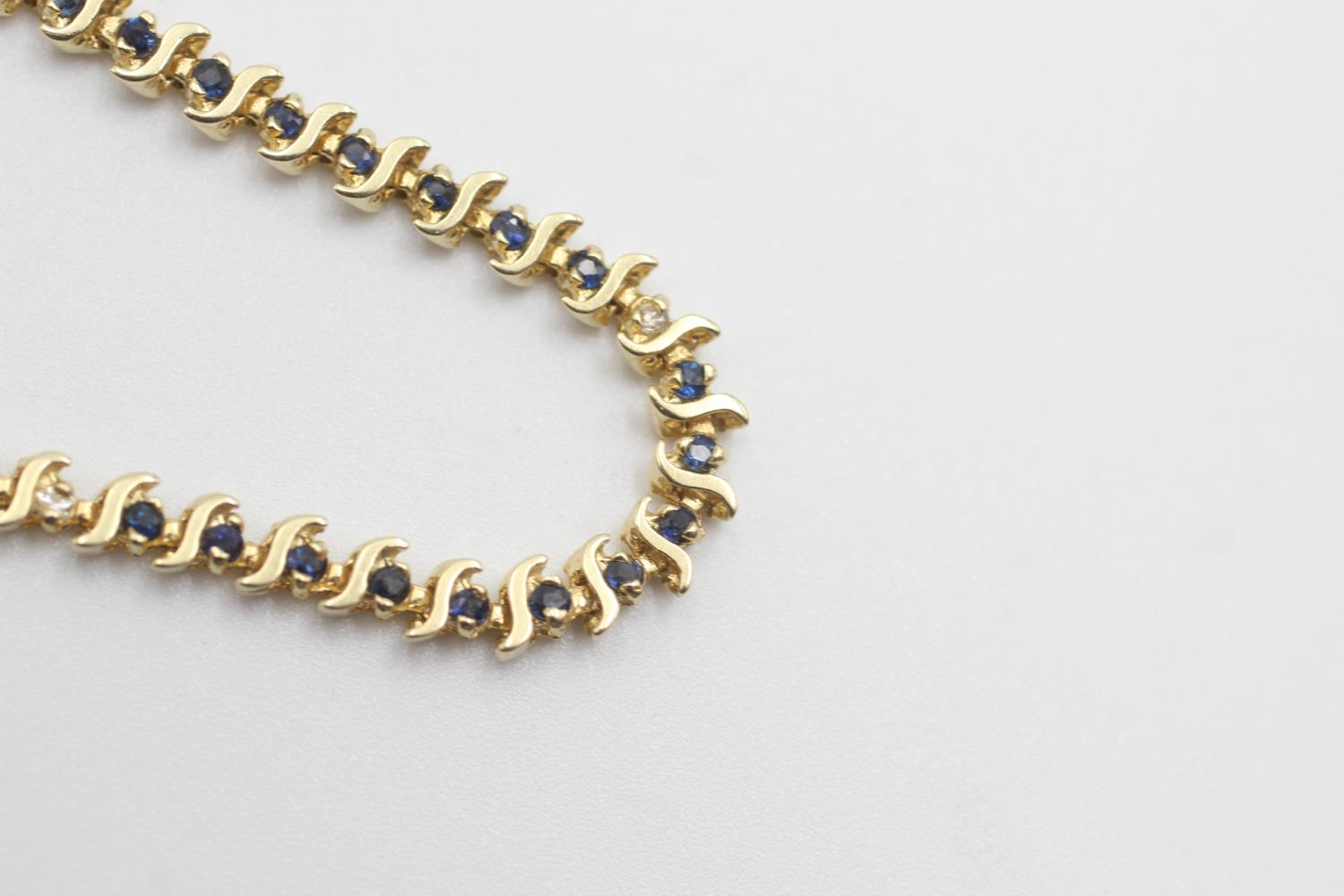 14ct gold vintage saphire & diamond stylised tennis bracelet (7.3g) - Image 2 of 4