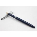 Vintage WATERMAN Ideal Navy FOUNTAIN PEN w/ 14ct Gold Nib WRITING