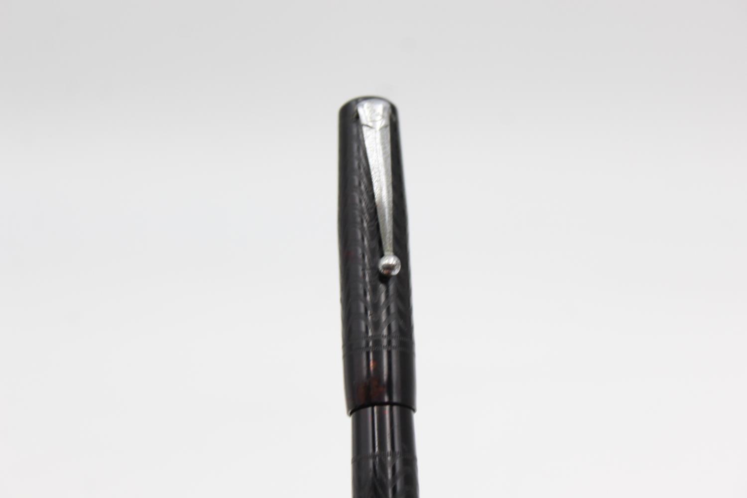 Vintage MABIE TODD Swan Self Filler Black FOUNTAIN PEN w/ 14ct Gold Nib WRITING - Image 5 of 5