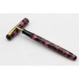 Vintage DE LA RUE 'Onoto The Pen' Burgundy FOUNTAIN PEN w/ 14ct Gold Nib WRITING