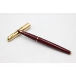 CHALK MARKED Vintage PARKER 61 Burgundy FOUNTAIN PEN w/ Rolled Gold Cap WRITING