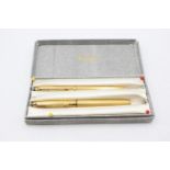 Vintage PARKER 75 Rolled Gold FOUNTAIN PEN w/ 14ct Gold Nib WRITING Boxed