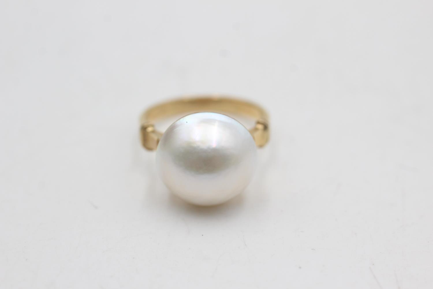 14ct gold pearl dress ring (3.7g) Size K