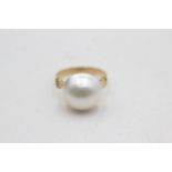 14ct gold pearl dress ring (3.7g) Size K