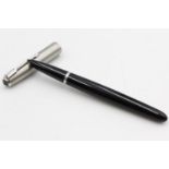 Vintage PARKER 51 Black FOUNTAIN PEN w/ Brushed Steel Cap WRITING