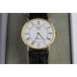 9ct gold vintage "presence" quartz wristwatch by Longines (22.5g)