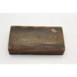 Antique / Vintage Tobacciana Horn SNUFF BOX w/ Last Supper Scene