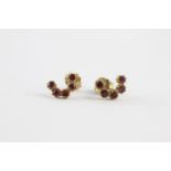 9ct gold ruby crescent stud earrings (0.6g)