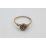 9ct gold diamond cluster ring (1.3g) size O