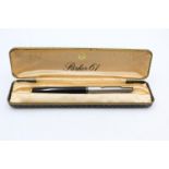 Vintage PARKER 61 Black FOUNTAIN PEN w/ Brushed Steel Cap WRITING Boxed