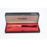 Vintage PARKER 61 Black FOUNTAIN PEN w/ Rolled Gold Cap WRITING Boxed