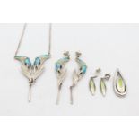 4 X Sterling Silver Enamel Jewellery Including Matching (24g)