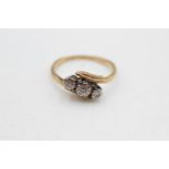 18ct gold vintage diamond trilogy ring (2.4g) size K