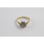 18ct gold diamond floral ring (3.2g) size N