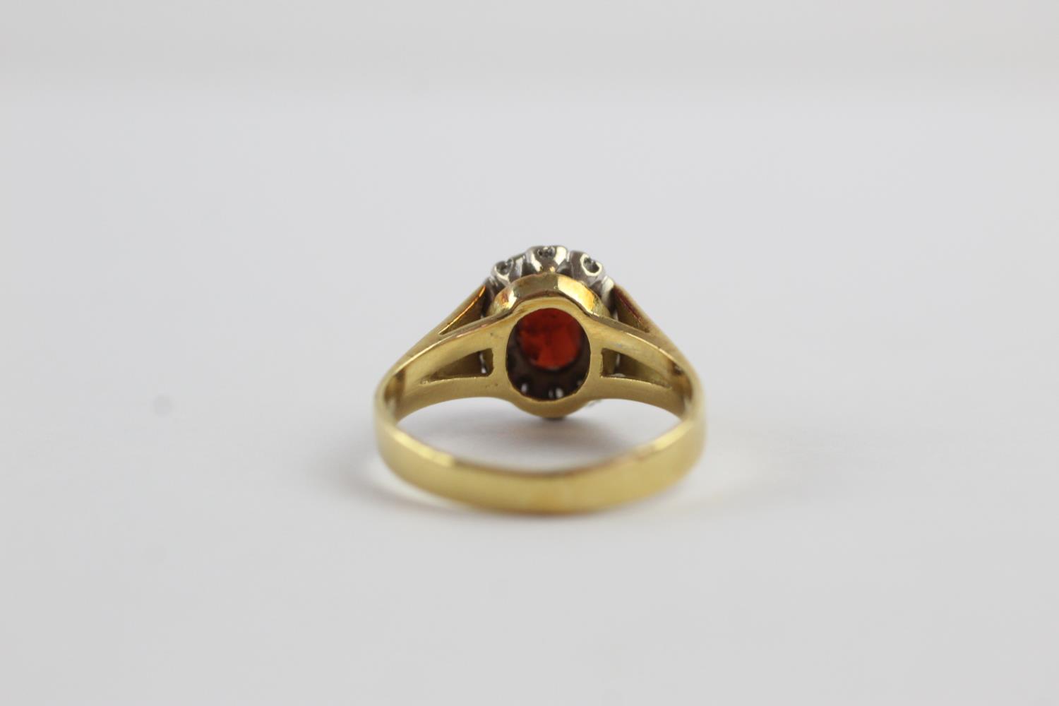 18ct gold garnet & diamond halo ring (4.8g) size N - Image 7 of 8