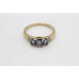 9ct gold sapphire & diamond dress ring (1.9g) size M