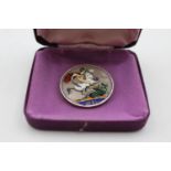 Antique Silver George & Dragon Enamelled Coin Brooch (26g)