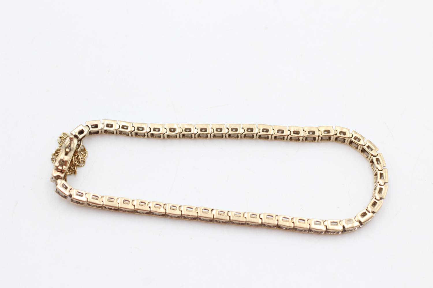 9ct gold vintage diamond panel bracelet (9.8g) - Image 5 of 5