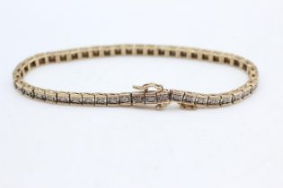 9ct gold vintage diamond panel bracelet (9.8g)