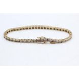 9ct gold vintage diamond panel bracelet (9.8g)