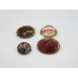 4 X Antique Agate Brooches (74g)