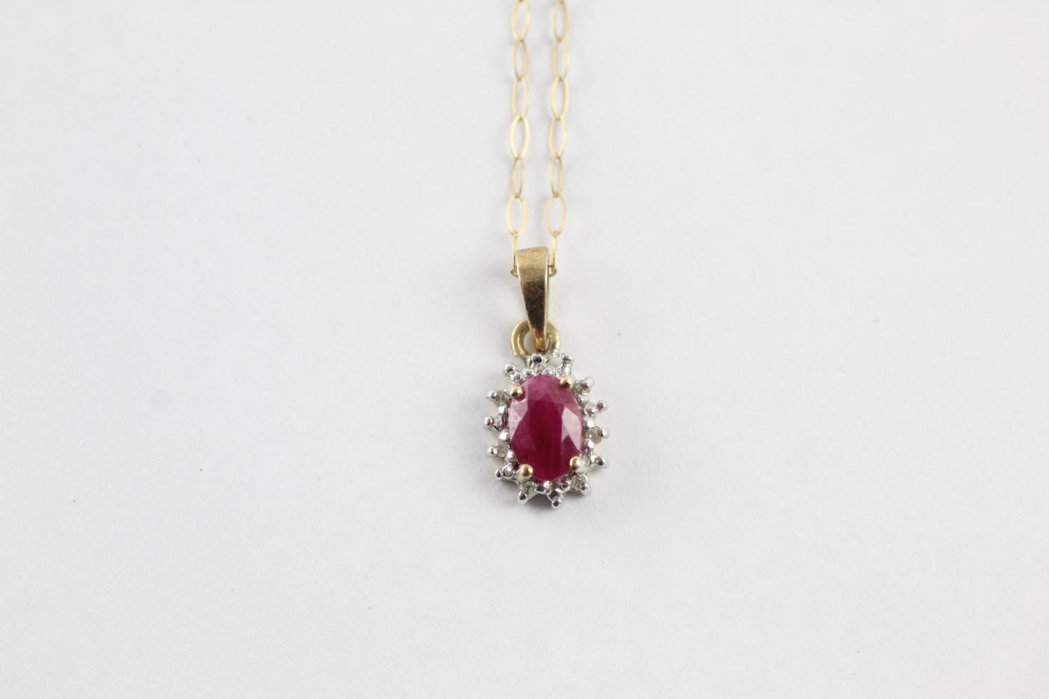 9ct gold ruby & diamond pendant necklace (1g) - Image 4 of 5