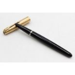 Vintage PARKER 51 Black FOUNTAIN PEN w/ Rolled Gold Cap WRITING